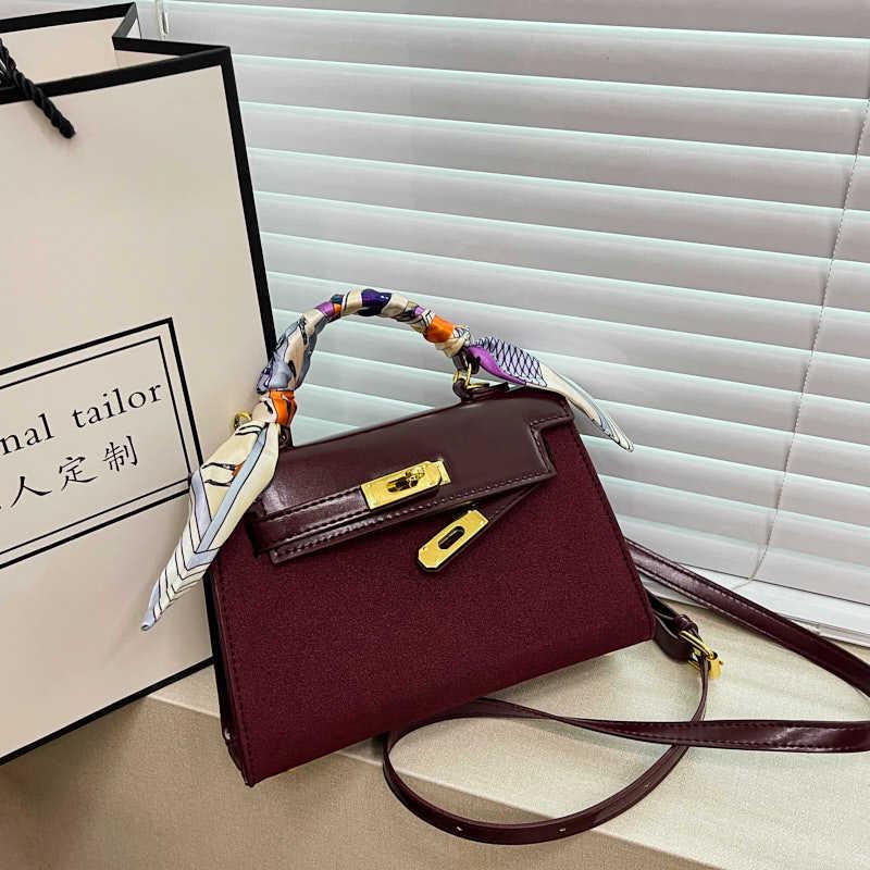 Kelly Women's Large Shoulder Bag with Lock and Scarf - Versatile Crossbody Handbag