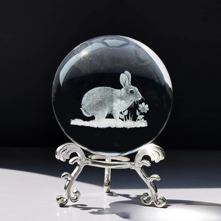 60 мм 3D хрустальный шар с лазерной гравировкой, стеклянные украшения, фигурка животного, коллекционные предметы, пресс-папье, домашний художественный декор с подставкой