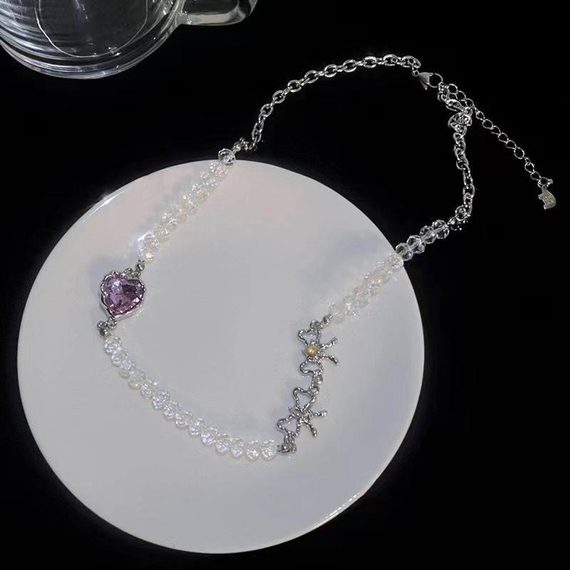 Ожерелье из бисера с бантом «Любовь», женское ожерелье с высоким темпераментом, универсальная цепочка на ключицу, цепочка на шею холодного ветра, женская