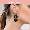 Black Themed Halloween Skull Rose Girl Four Pattern Women Earrings Acrylic