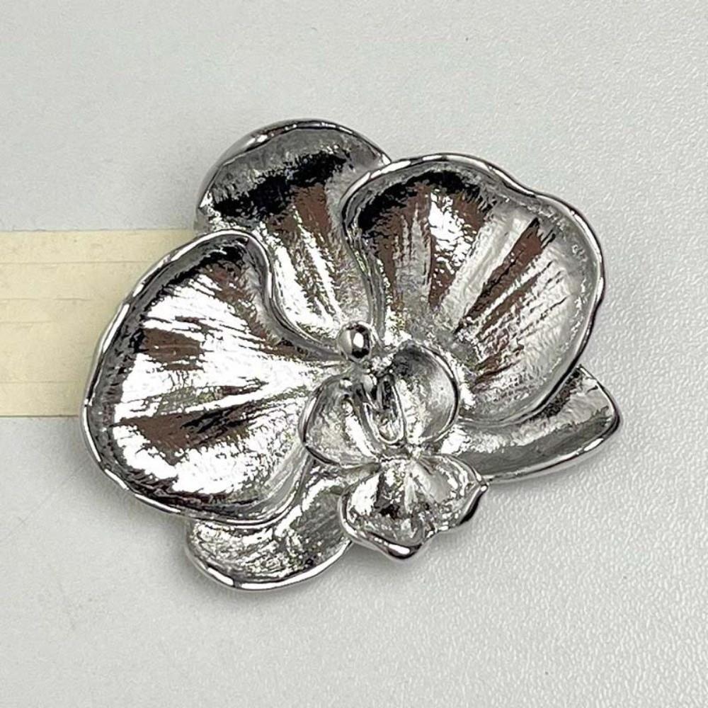 Vintage Butterfly Orchid Pin French Style Metal Glossy Brooch Orchid Flower Brooch Gift