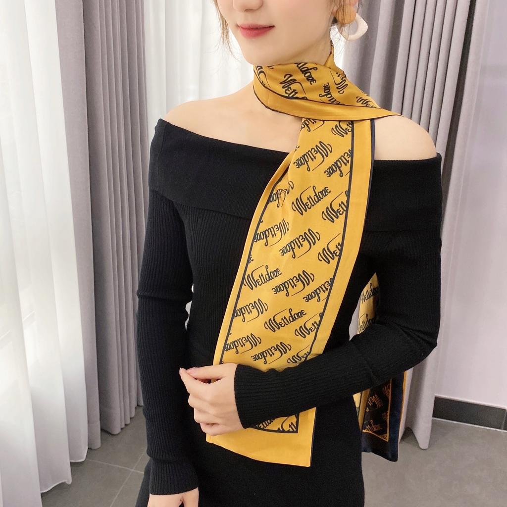 New Simulation Silk Long Scarf Fashionable Versatile Suit Double-Layer Scarf Decorative Bag Wrapped With Professional Scarf For Women