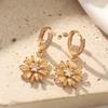 Flower Shape Dangle Earrings for Women 2025 New Golden Zirconia Drop Earring Ladys Wedding Party Jewelry Accessories