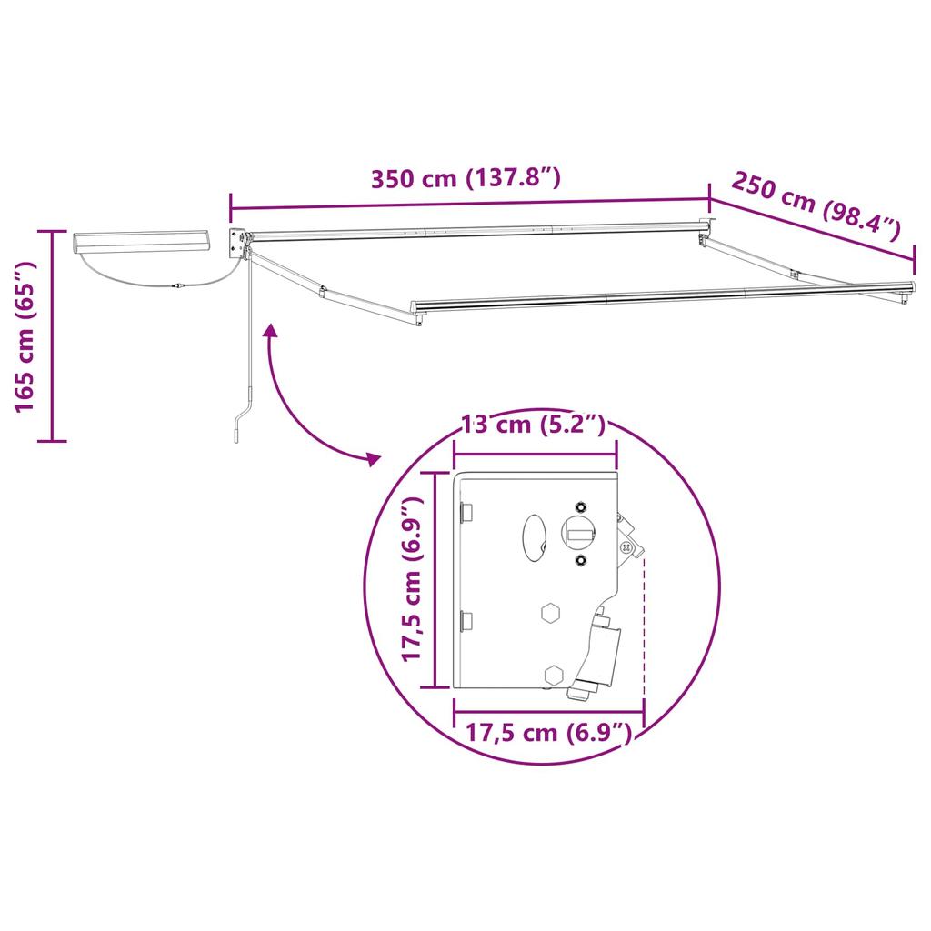 Electric Retractable Awning 3.5 x 2.5 m