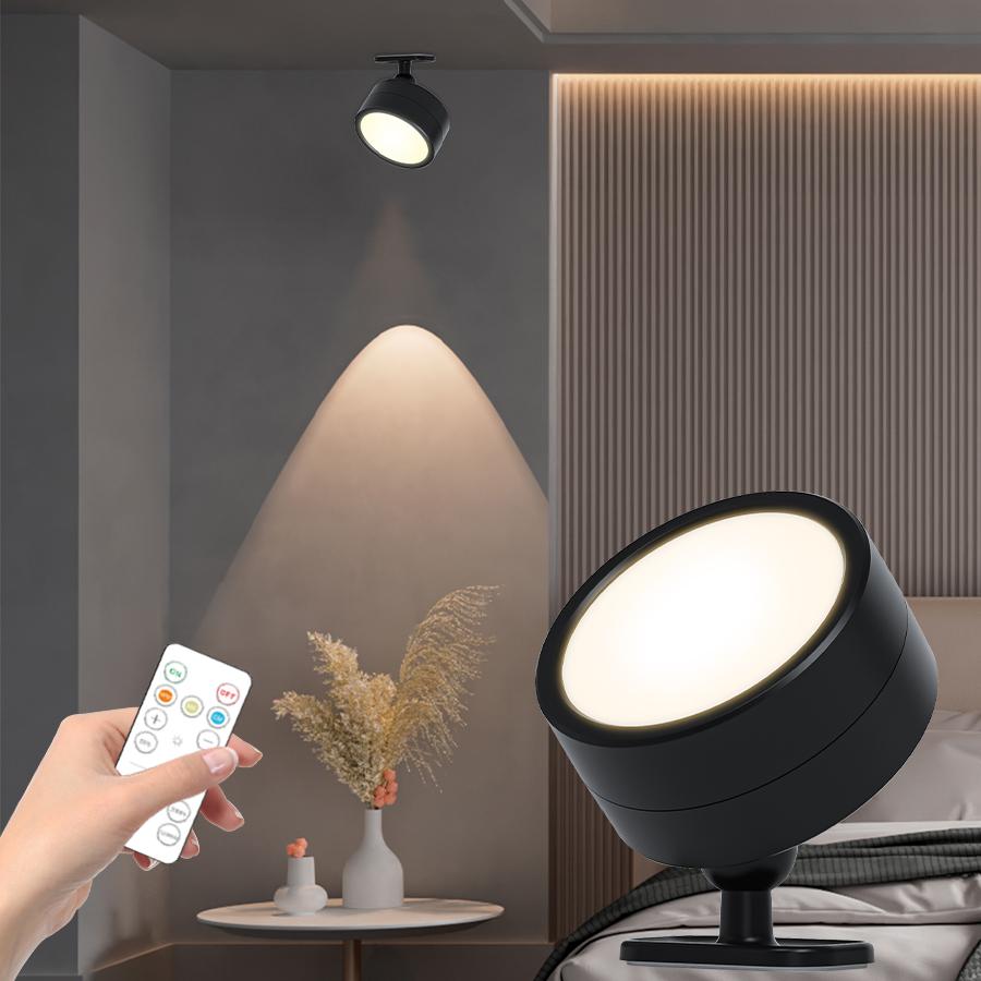 Вращающийся на 360° светодиодный настенный светильник, перезаряжаемый, RGB и 3 цвета, магнитный светодиодный прожектор, сенсорное дистанционное управление для освещения спальни и гостиной