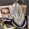 Latest Design Lady Silk Satin Scarf Women Handkerchief Stripe Printed Female Square Head Bandana Small Neck Muffler Hijab
