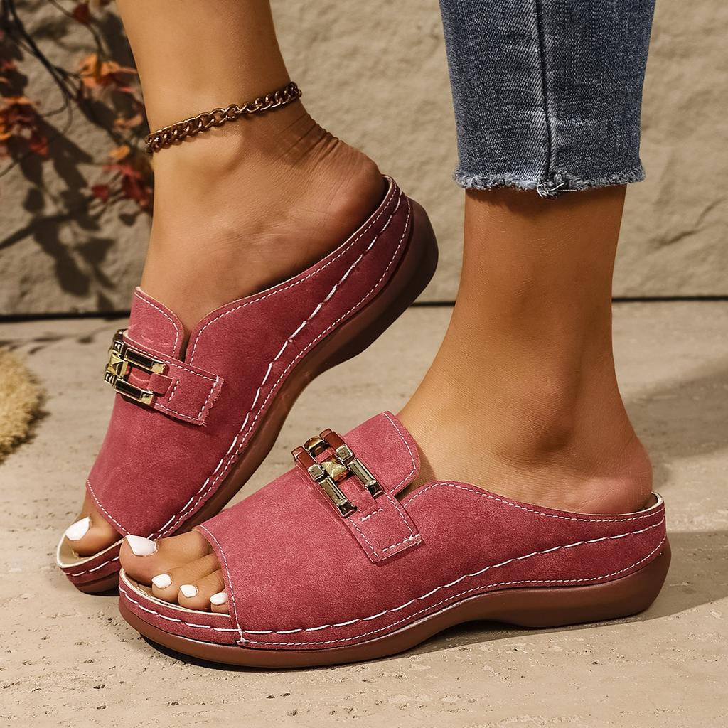 Женские босоножки на танкетке. Металлическая цепочка. Повседневные туфли на платформе с открытым носком, летняя пляжная обувь, женская обувь