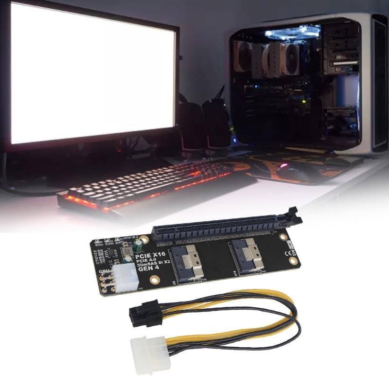 Gen4 2 порта SlimSAS 8I X2 в слот PCIE 4.0 X16 плата адаптера замена для сетевой карты видеокарта захват