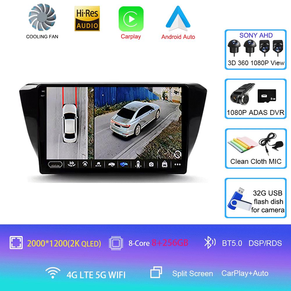 Автомагнитола Android 14 Carplay Auto Для Skoda Superb 3 2015 - 2019 WIFI+4G GPS Мультимедиа 2 DIN Стерео Головное устройство BT Плеер Видео