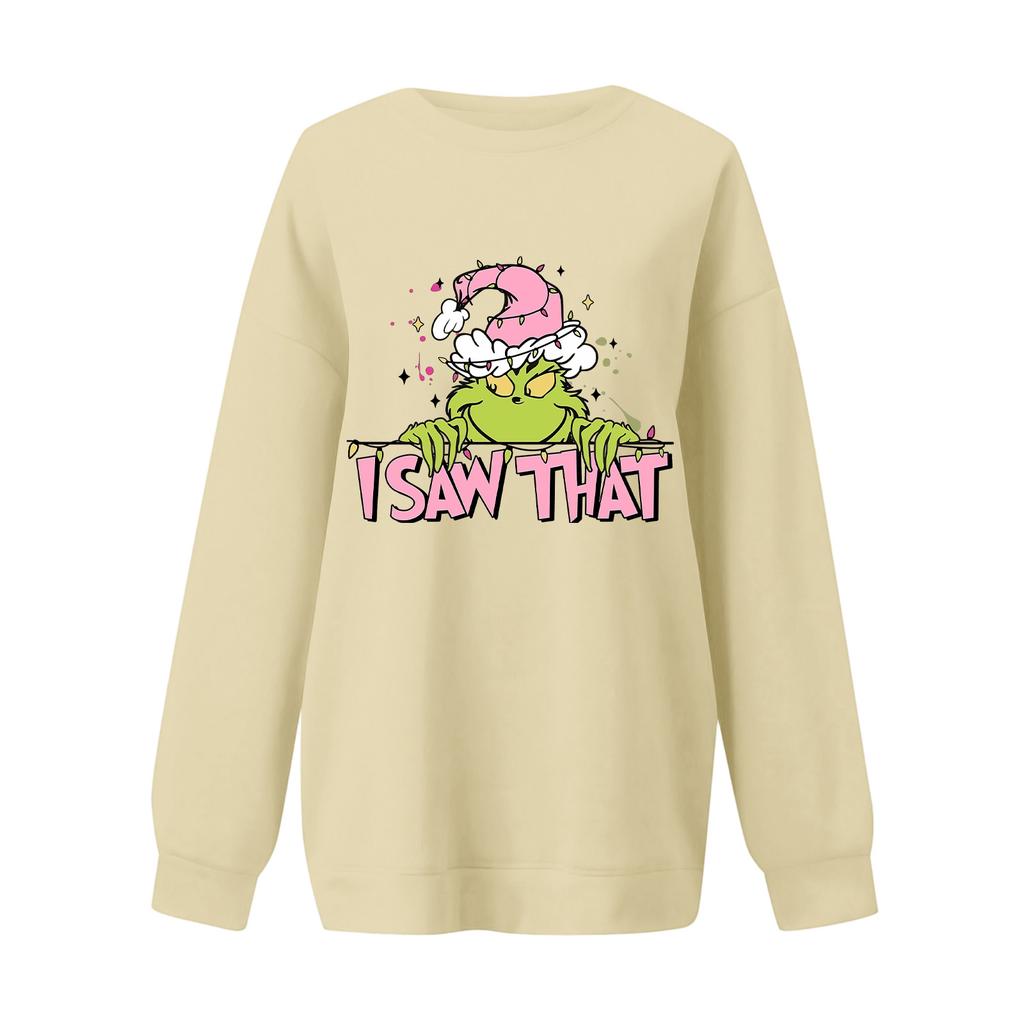 Women's Casual Fashion Long Sleeve Christmas Printed Round Neck Sweatshirt Top