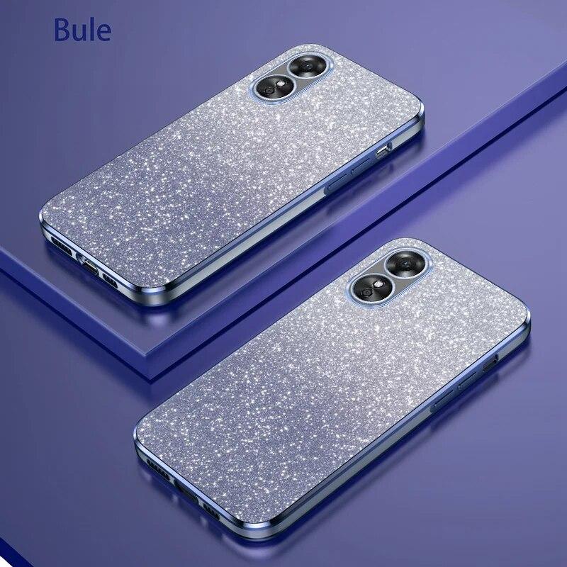 Luxury Gradient Glitter Plating Case For OPPO A78 A58 A38 A94 A57 A36 A17 A16 A55 A1 A2 Find X6 Pro K11 K11X Silicone Back Cover