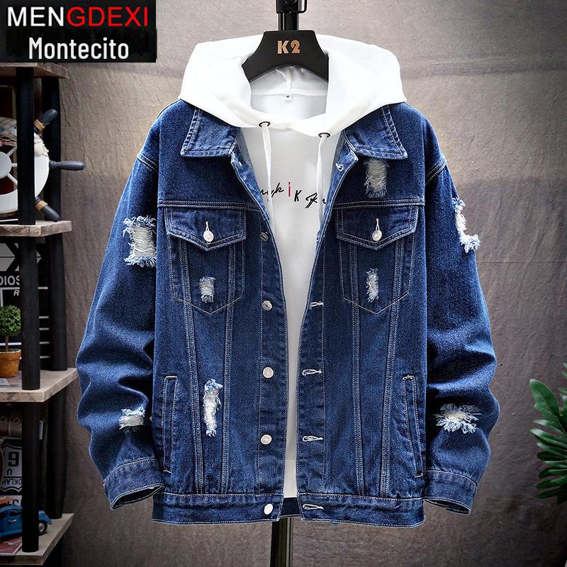 Spring Men's Ripped Denim Jacket - Korean Style, Casual and Trendy