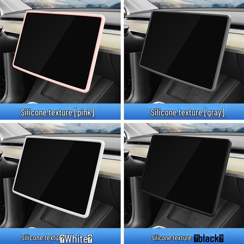 Tesla Model 3/Y Screen Protector Silicone Frame: Center Console Display Collision Cover.