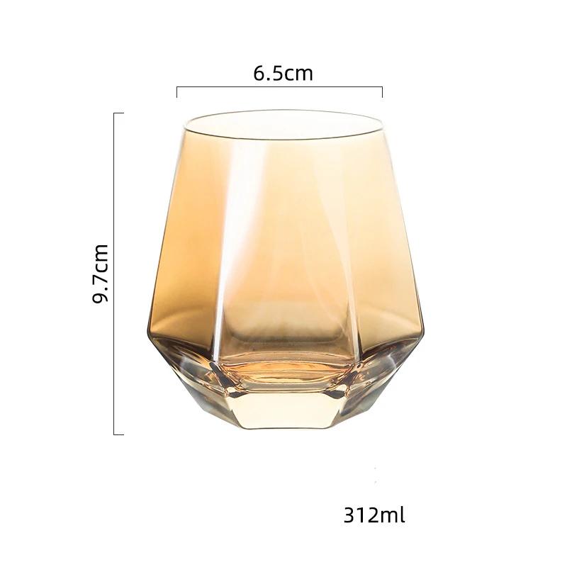 Шестиугольные креативные цветные стеклянные стаканы в современном стиле, легкие, роскошные, для отелей, стеклянные стаканы для виски, изысканные, для домашней вечеринки, для воды