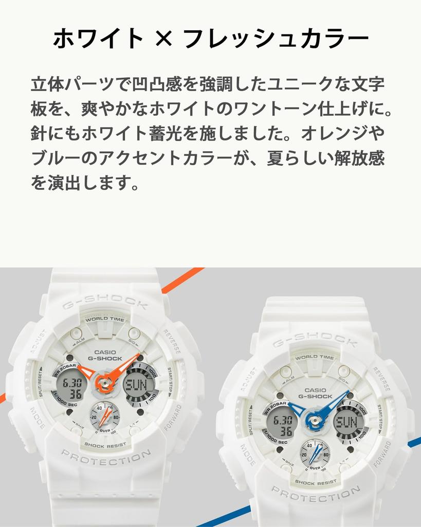 Часы Casio G-Shock (Официальный японский продукт) Изготовлено из экологически чистых материалов, GMA-S120SA-7A2JF, Женские, Белые