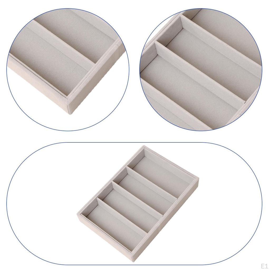 Sunglasses Organizer Tray 4 Grids Eyeglasses Storage Box for Men Women Space Saving Trendy Glasses
