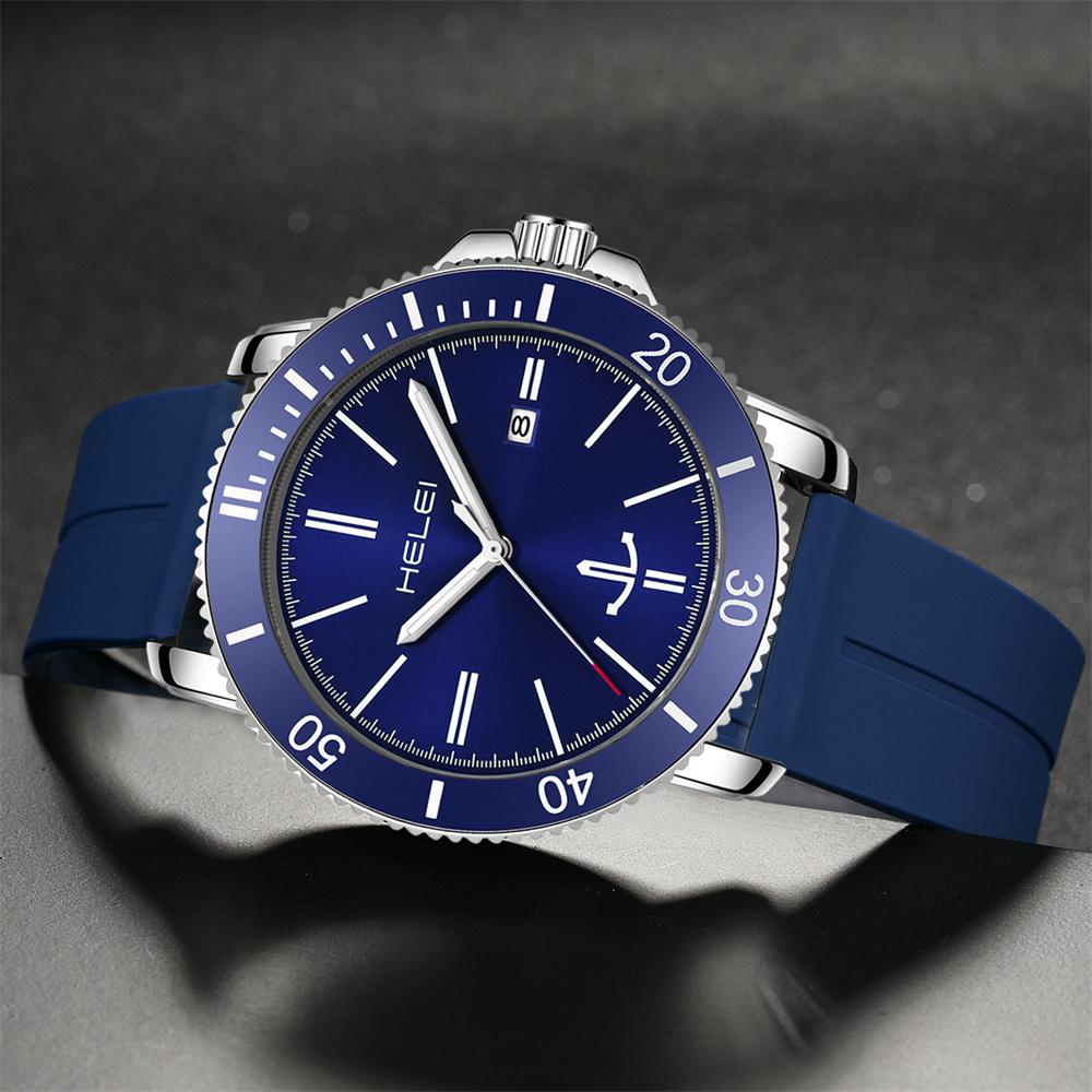 HELEI Sport Men Watch Top Brand Luxury Military Army Waterproof Male Clock Quartz Business Original Silicone Wristwatch 9002AJ
