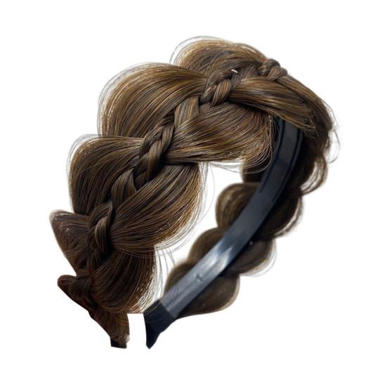 Braided Headband with Teeth Synthetic Heat-Resistant Fibers Realistic Human Hair Headband Secure Hair Fix Hair Hoop