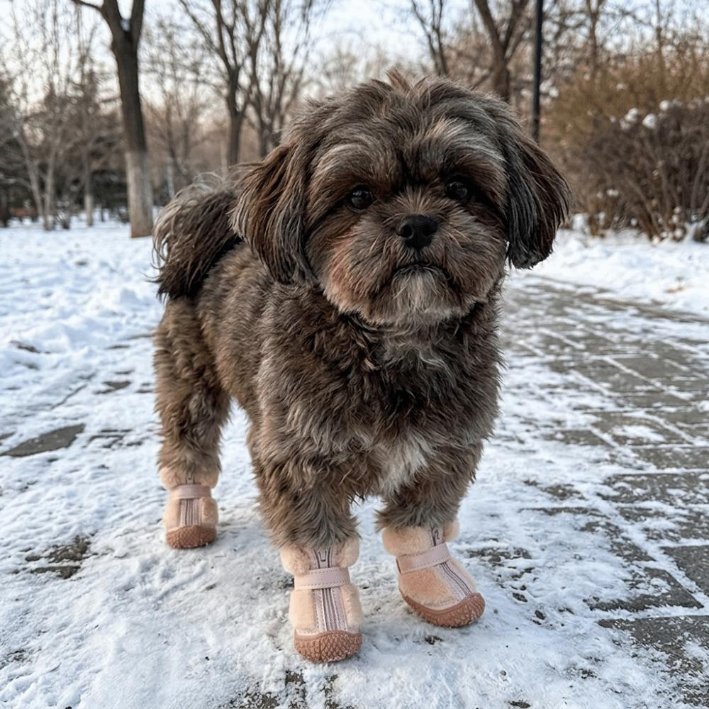 4 PCS/SET Comfortable Winter Dog Snow Boots Plush Lined Pet Paw Protection Outdoors