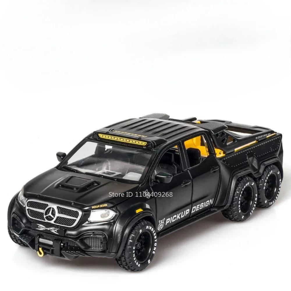 1:28 Scale UNIMOG ORV X-Class Exy 6x6 Toy Car Model Alloy Diecast Pull Back Simulation Sound Light Metal Vehicles for Boys