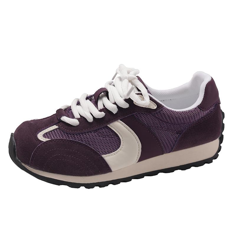 Ретро контрастная цветная вставка платформа немецкие тренировочные туфли женские 2025 новые сетчатые дышащие для маленькой ноги повседневные спортивные туфли Forrest Gump