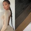 MISS WIG Ponytail Extensions Synthetic Boxing Braids Wrap Around Tail with Rubber Band Hair Ring 26 Inch DIY Brown Ombre Braid