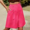 Летние женские шорты эластичные с высокой талией, свободные боковые карманы, прямые выше колена, мягкие однотонные дышащие повседневные повседневные деловые офисные шорты