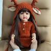 BZDOLL 55 см 22 дюйма Reborn для маленьких девочек полностью силиконовая кукла для тела игрушка коричневые длинные волосы Реалистичная принцесса для малышей Bebe