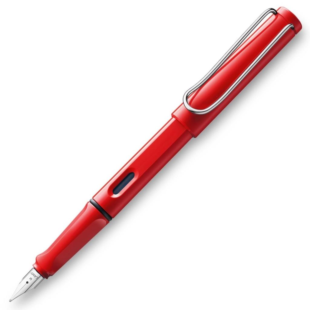 LAMY Safari Red Fountain Pen with Steel (M) Nib, L16-M (Officially Imported)