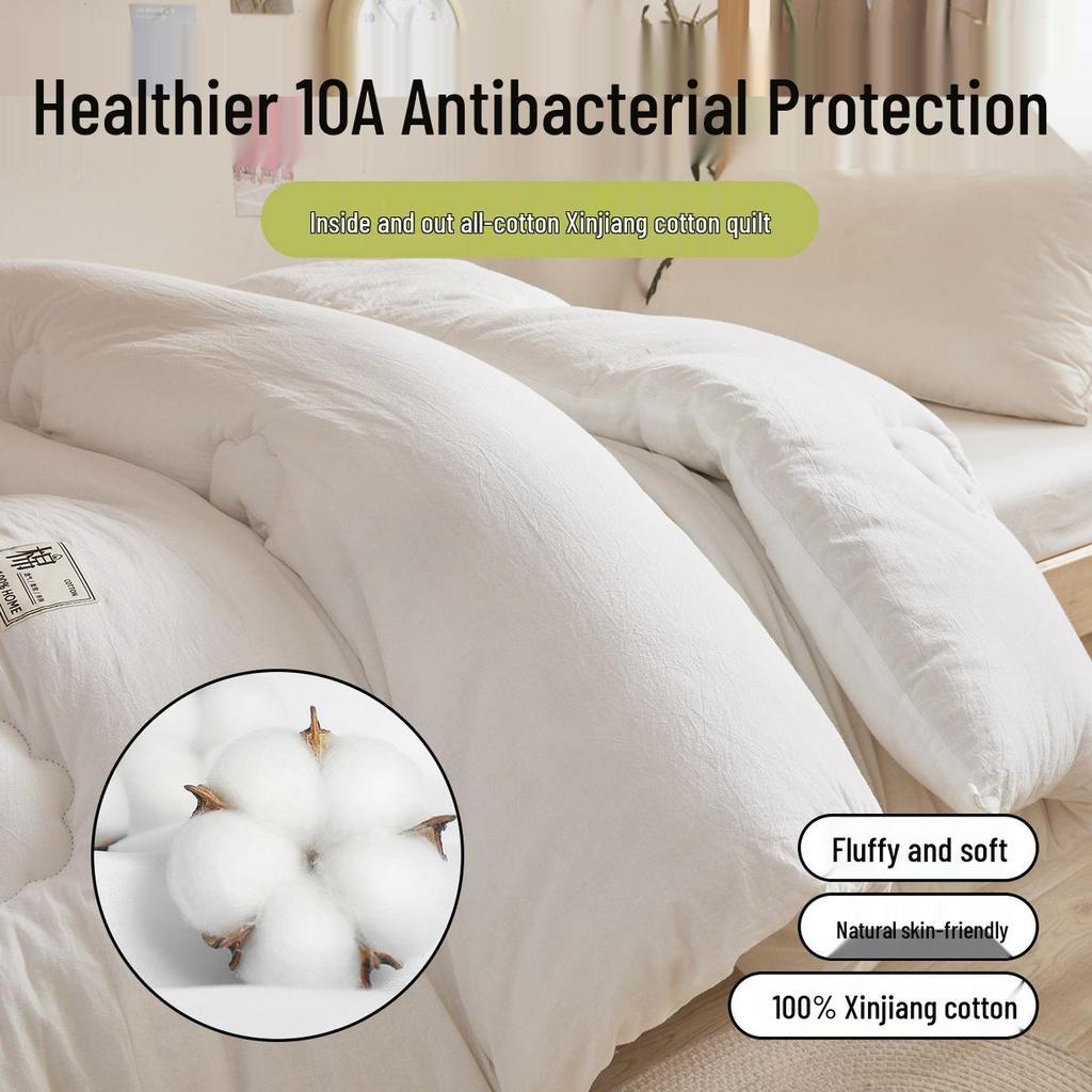 Антибактериальное одеяло класса А из хлопка Синьцзян - 100% наполнитель из чистого хлопка для использования весной, осенью и теплой зимой в общежитии