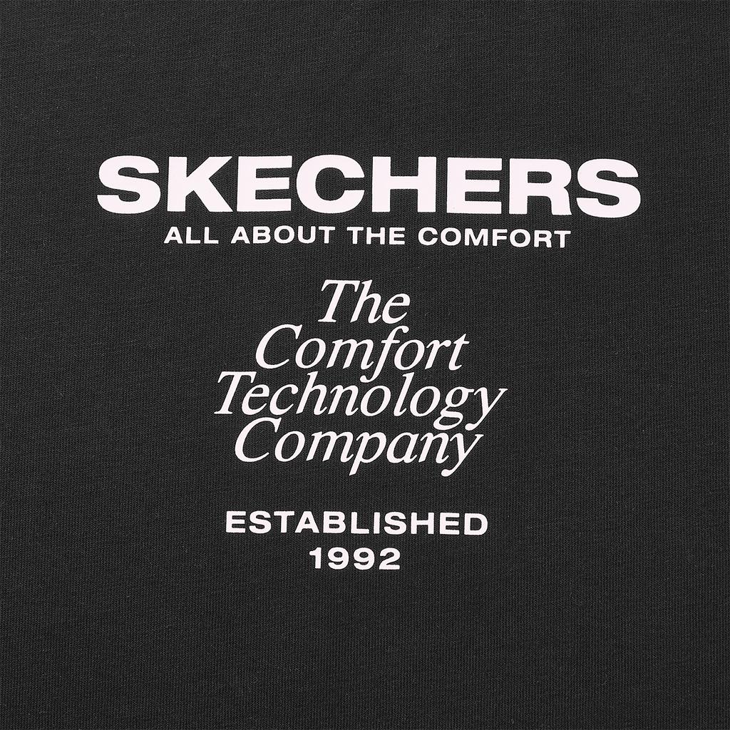 Skechers Удобная свободная дышащая футболка с принтом, коротким рукавом и спущенной линией плеча, женские топы, угольно-черный L225W160-0018