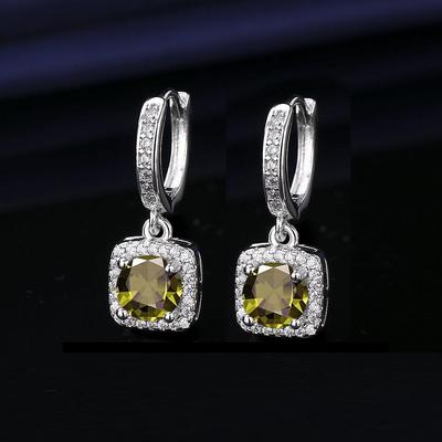 Модная квадратная сумка принцессы и набор серебряных циркониевых серег с муассанитом в один карат