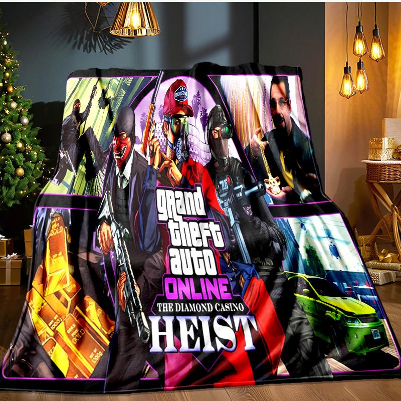 Theft Auto Flannel Blanket, Use for Birthday/Holiday Gift, Soft Blanket for Sofa/Bed/Camping/Office/Tourism Use,All Seasons