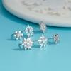 Silver-Plated Snowflake Zircon Stud Earrings for Women