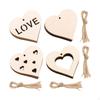 40 Pieces Heart Wood Slices,Hearts for Crafts Predrilled Blank Wooden Ornaments Embellishments