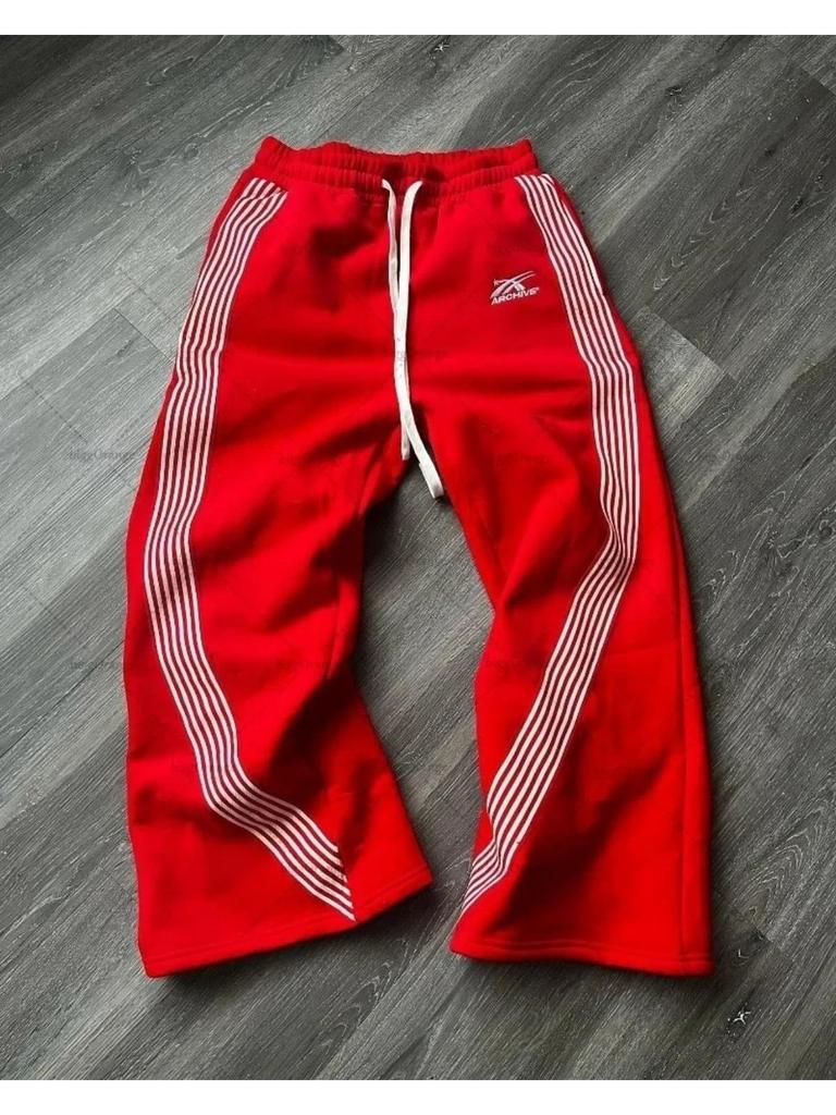 RogueWave Яркие Уличные Хип-Хоп Спортивные Штаны Y2K Харадзюку Ретро Широкие Брюки Американская Оверсайз Мода Свободные и Универсальные Повседневные