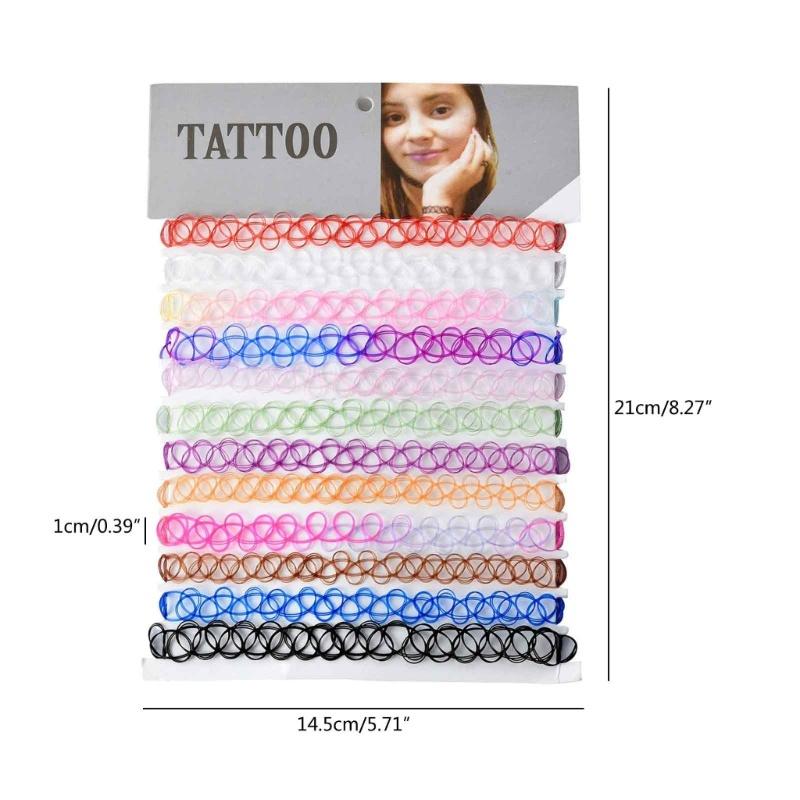 12Pcs Sell Vintage Hippy Stretch Tattoo Choker Necklace Elastic Chocker Necklace Fishing Line Tattoo Necklace Elastic