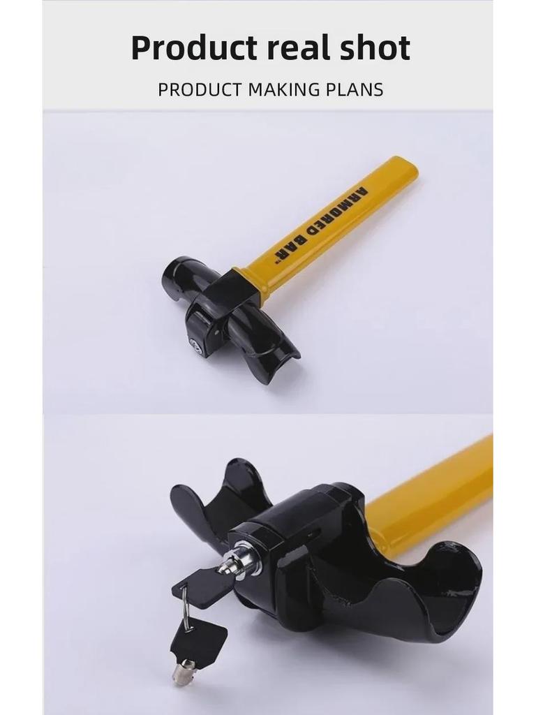 T-Type Heavy-Duty Car Steering Wheel Lock: Multi-Function, Anti-Theft, Metal Baseball Lock with 2 Keys