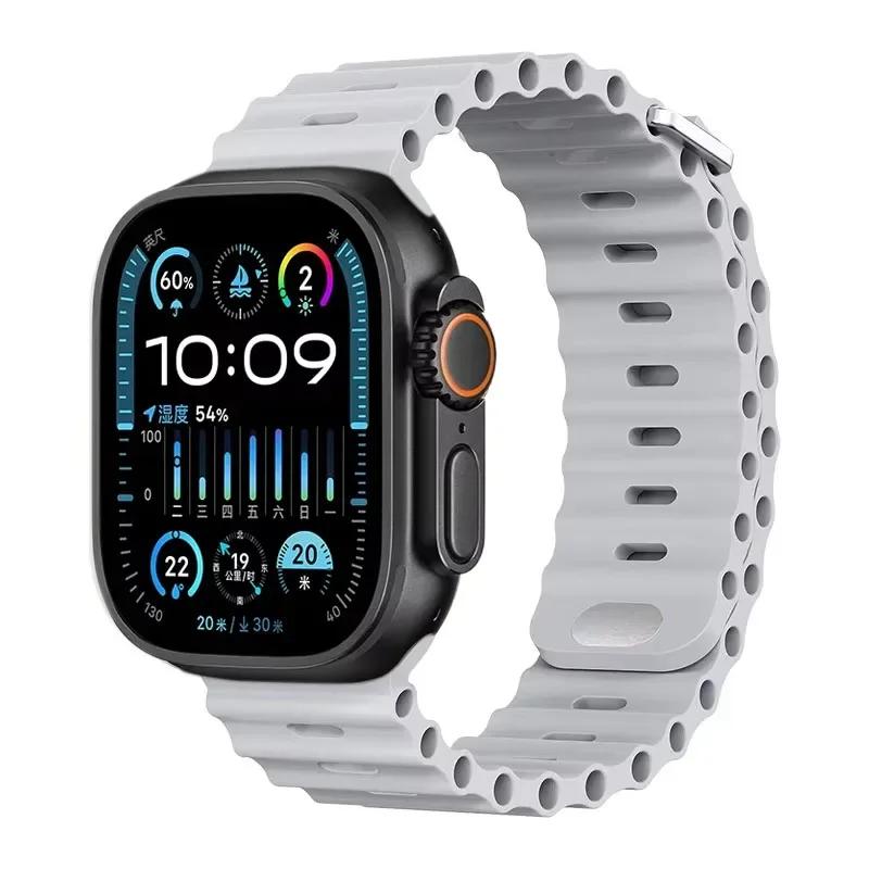 Силиконовый ремешок Ocean для Apple Watch Ultra 3/2 49 мм Серии 11/10 46 мм 42 мм 9 8 7 45 мм 41 мм Ремешок для часов iWatch 6 5 SE 44 40 мм