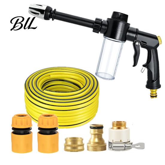 Versatile Garden Hose Nozzle with Foam Cannon, 3 Spray Modes, High-Pressure Car Wash Sprayer Nozzle, Heavy Duty Booster for Washing Outdoor