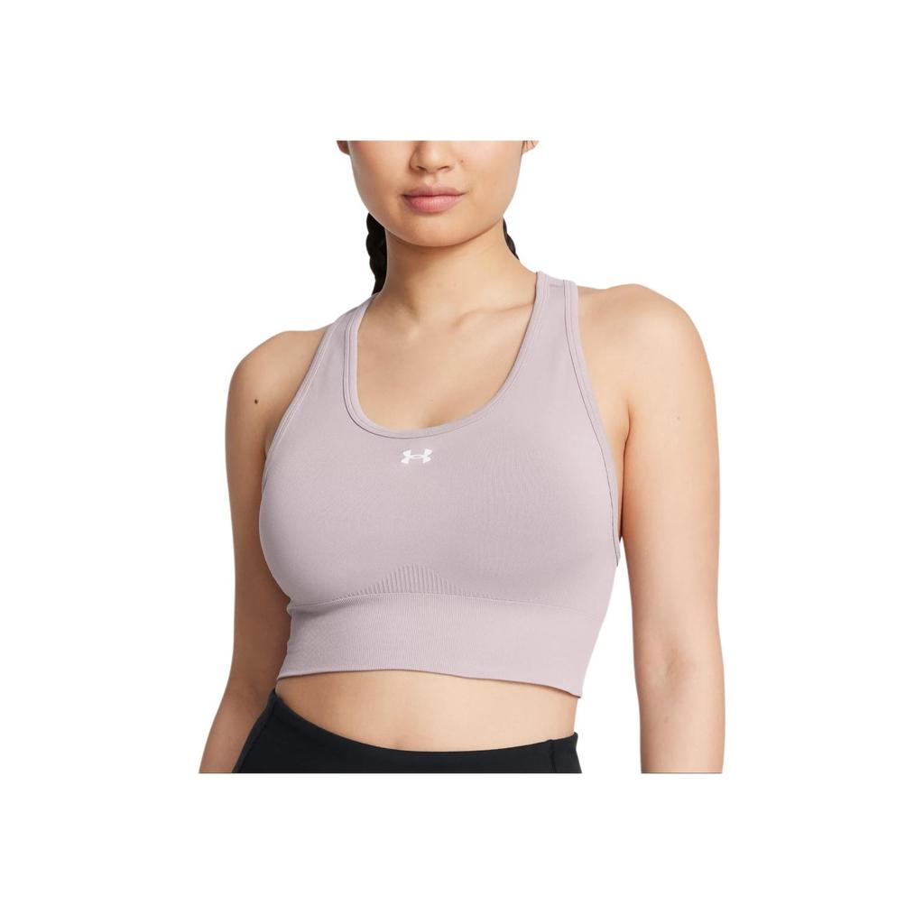 Under Armour Rival Mid Fashion Soft Skin-Fit Pullover Sports Bra Женское нижнее белье Серый Фиолетовый 1384419-015