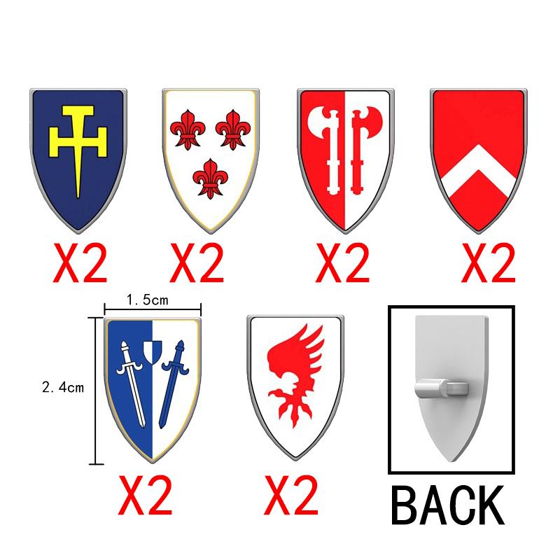 Средневековый Военный Замок Рыцарь Щит Строительные Блоки Фигурки Аксессуар Король Шлем Флаги Плечи Доспехи Перо Игрушка Подарок T050