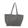 Casual Retro Literary And Simple Large-Capacity Handbag Autumn Pinstripe Small Fresh Shoulder Tote Bag