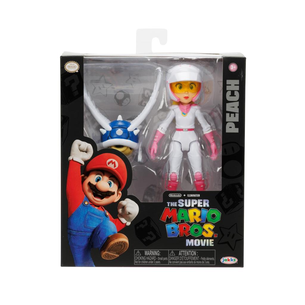 THE SUPER MARIO BROS. MOVIE 5-Inch Action Figure Series 2 Peach Figure In Motorcycle Outfit with Spiny Blue Shell
