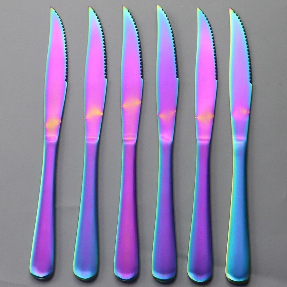 6Pcs Flatware Wenstern Steak Knife Cutlery Set 18/10 Stainless Steel Dinnerware Set Knife Kitchen Dinner Set