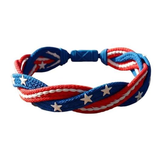 Патриотический плетеный браслет ручной работы красный белый синий плетеный браслет бохо веревочный браслет для украшений на 4 июля