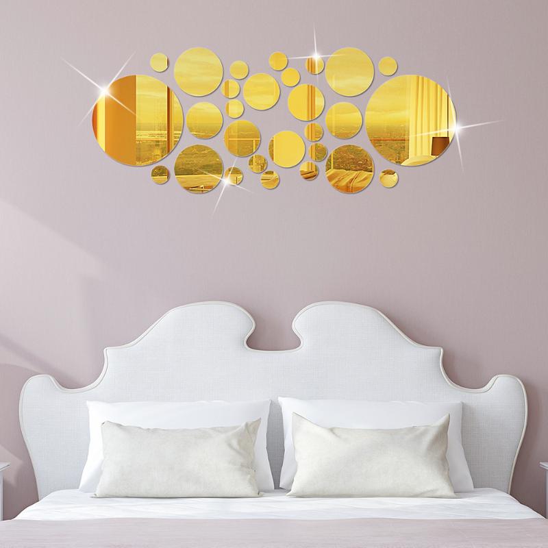 26Pcs 3D Round Mirror Acrylic Mirror Wall Sticker Diy Bedroom Bathroom And Tv Background Room Sticker Wall Decoration