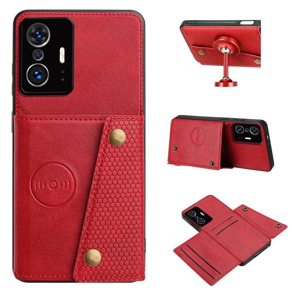 Кошелек-чехол из ПУ кожи для Xiaomi 11T Pro, 11T, с множеством слотов для карт, двойной металлической кнопкой, противоударный, полнотелый защитный чехол