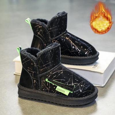 Зимние детские сапоги больших размеров, модные, плюшевые, толстые, теплые, высокие, хлопковые сапоги, сапоги на средней подошве, модные сапоги, зимние сапоги