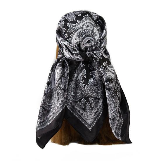 Women Head Wrap Vintage Retro Square Shape Contrast Color Foldable Head Protection Soft Fabric Paisley Print Summer Scarf Female Headwear